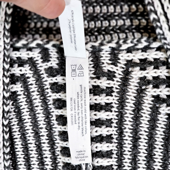 Aeropostale Women's Black White Cardigan Sweater Cable Knit Open Front Size S/P - Picture 4 of 7